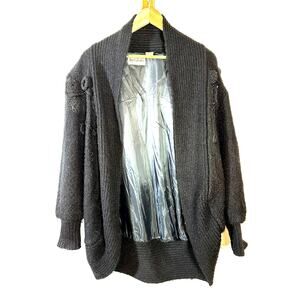 VINTAGE 80's Right Fashion Flower detail Mohair Sweater Coat lined Womans Small